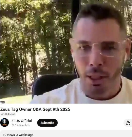 Olistad video Zeus Tag Owner Q&A Sept 9th 2025