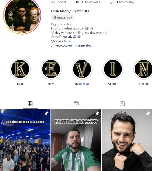 Instagram Kevin Marin, Creator UGC, Business Administrator