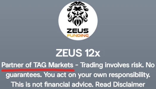 Slide: ZEUS 12x, Partner of TAG Markets
